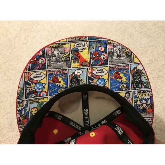 TokiDoki Marvel Iron Man New Era Red Cap Hat Football Bulletproof Avengers 7 3/8 - Picture 7 of 12